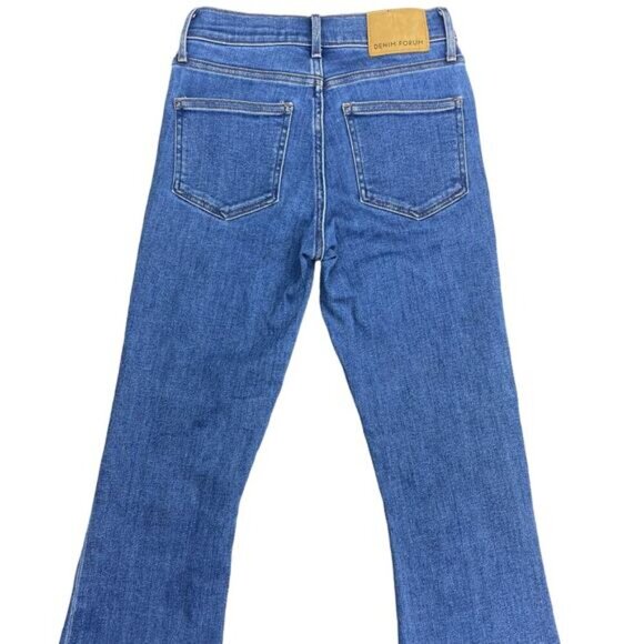 DENIM FORUM Aritzia The Jane Mid Rise Boot Sz 25 Ripped Frayed Knee - Picture 9 of 10